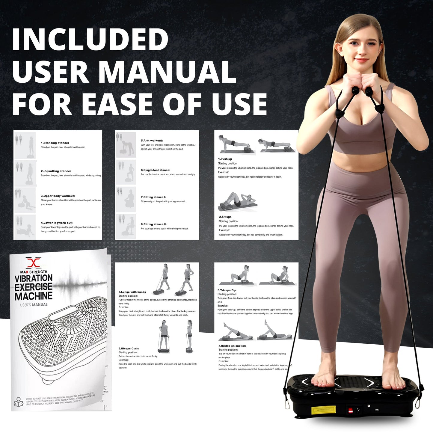 MAXSTRENGTH Vibration Plate Exercise Machine | Full Body Workout Trainer
