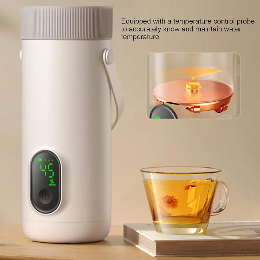 Bewinner USB Rechargeable Travel Electric Kettle 350ml, Battery Powered Hot Water Boiler for Tea Coffee, Portable Cordless Cup for Car, Camping, Outdoor Use