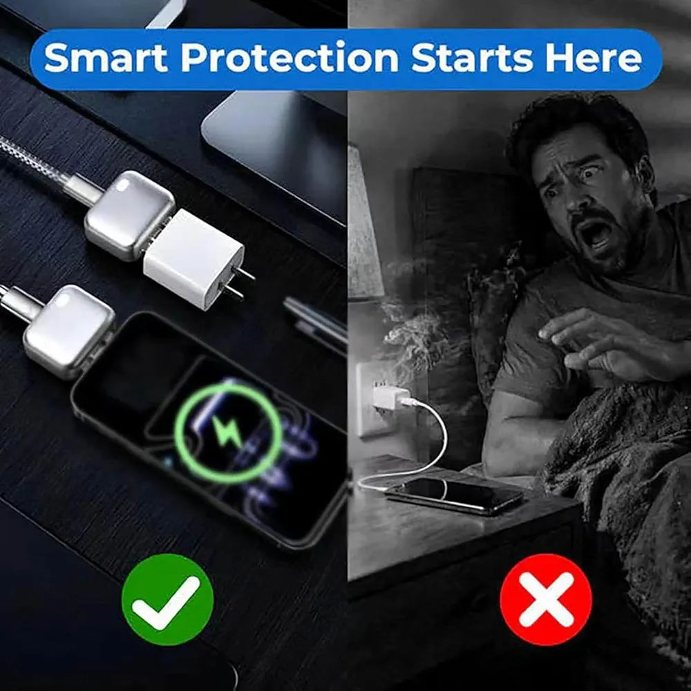Stop Charge Smart Charger, Type-C Auto Disconnect Charging Cable Protector, Full Charge Eject Device, Universal Overcharge Protection Adapter for Smartphone Tablet USB Charging Cable
