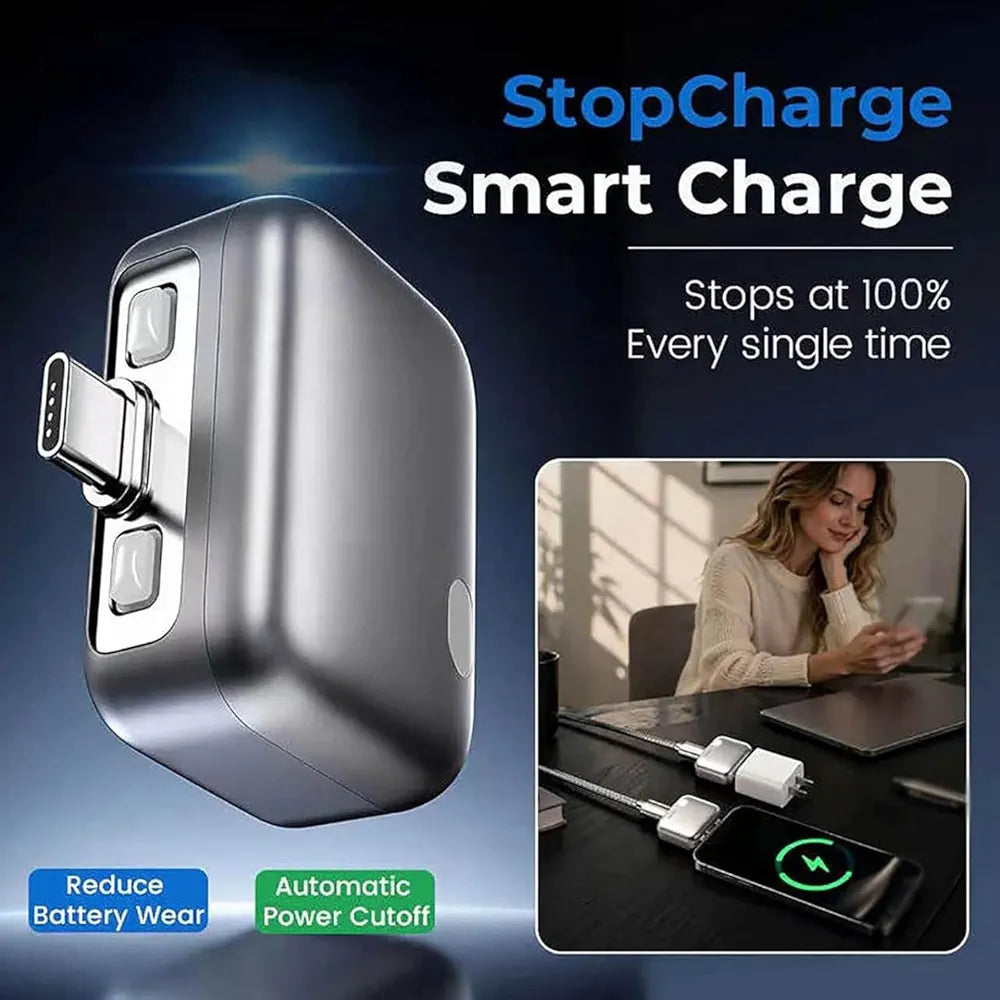 Stop Charge Smart Charger, Type-C Auto Disconnect Charging Cable Protector, Full Charge Eject Device, Universal Overcharge Protection Adapter for Smartphone Tablet USB Charging Cable