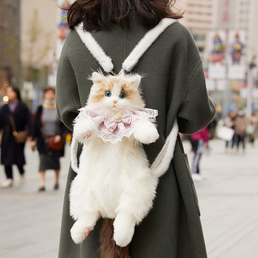 Realistic Cat-Shaped Crossbody Bag – Cute Faux Fur Animal Purse